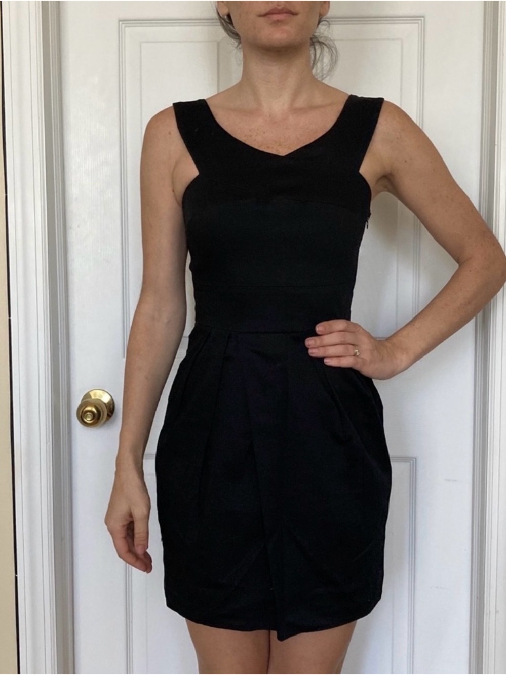 Aqua Black Sleeveless Pleated Mini Dress